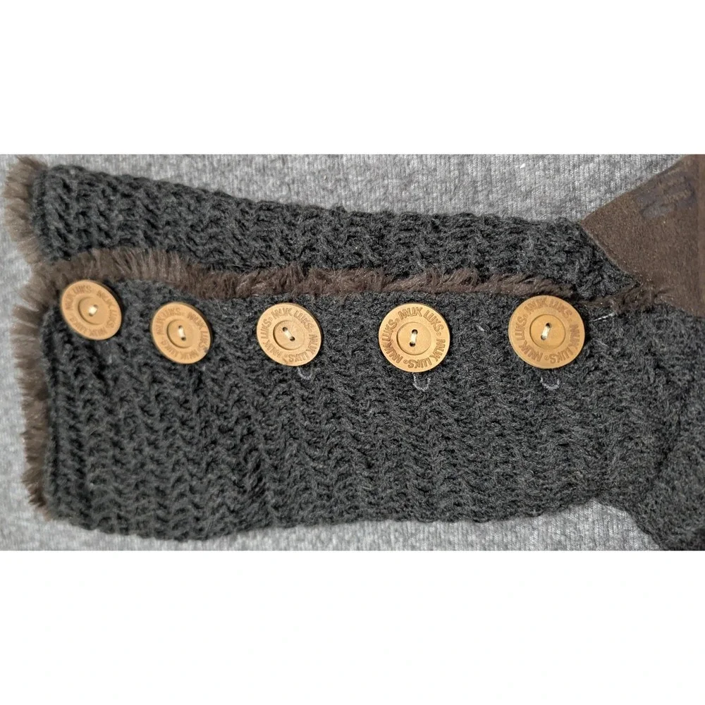 Muk Luks Boots Womens‎ 9 Gray Boho Suede  Brown Faux Fur Crotchet Sweater Boots